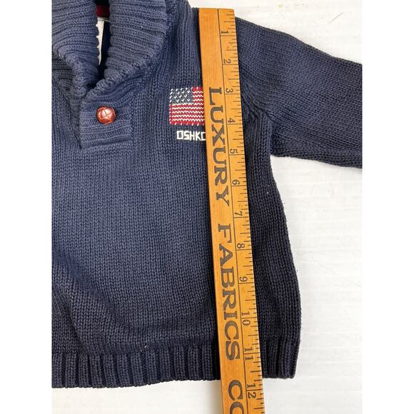 Osh Kosh B'Gosh Pullover Sweater Boy's 12 Mos Navy Blue Flag Cotton Preppy - Picture 4 of 9